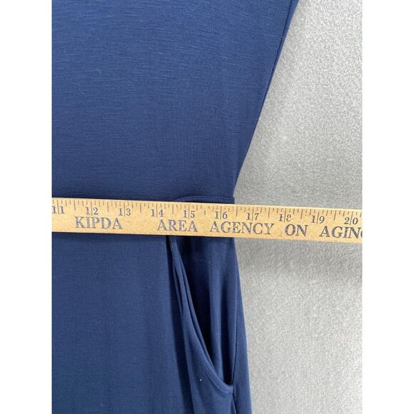 J Jill Dress Womens Small Blue Maxi Tank Keyhole Button Back Sun Dress Stretch - Picture 5 of 13